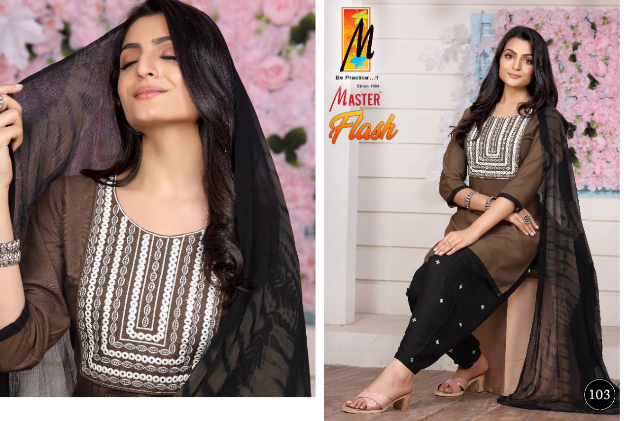 Master Flash Rayon Wholesale Kurti Patiyala And Dupatta Collection